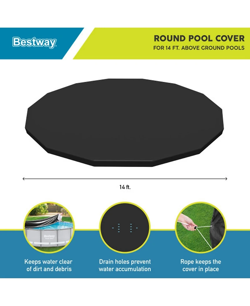 Bestway Flowclear Round 14' Pool Cover for Above Ground Frame Pools (Cover Only)