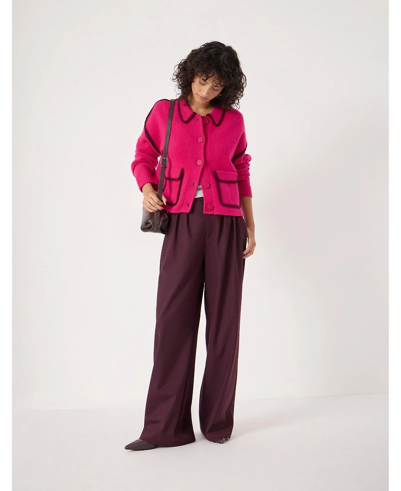 Hush Women's Wool Blend Whipstitch Trim Shirt Jacket