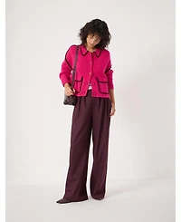 Hush Women's Wool Blend Whipstitch Trim Shirt Jacket