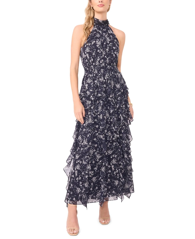 1.state Women's Sleeveless Cascading Maxi Dress