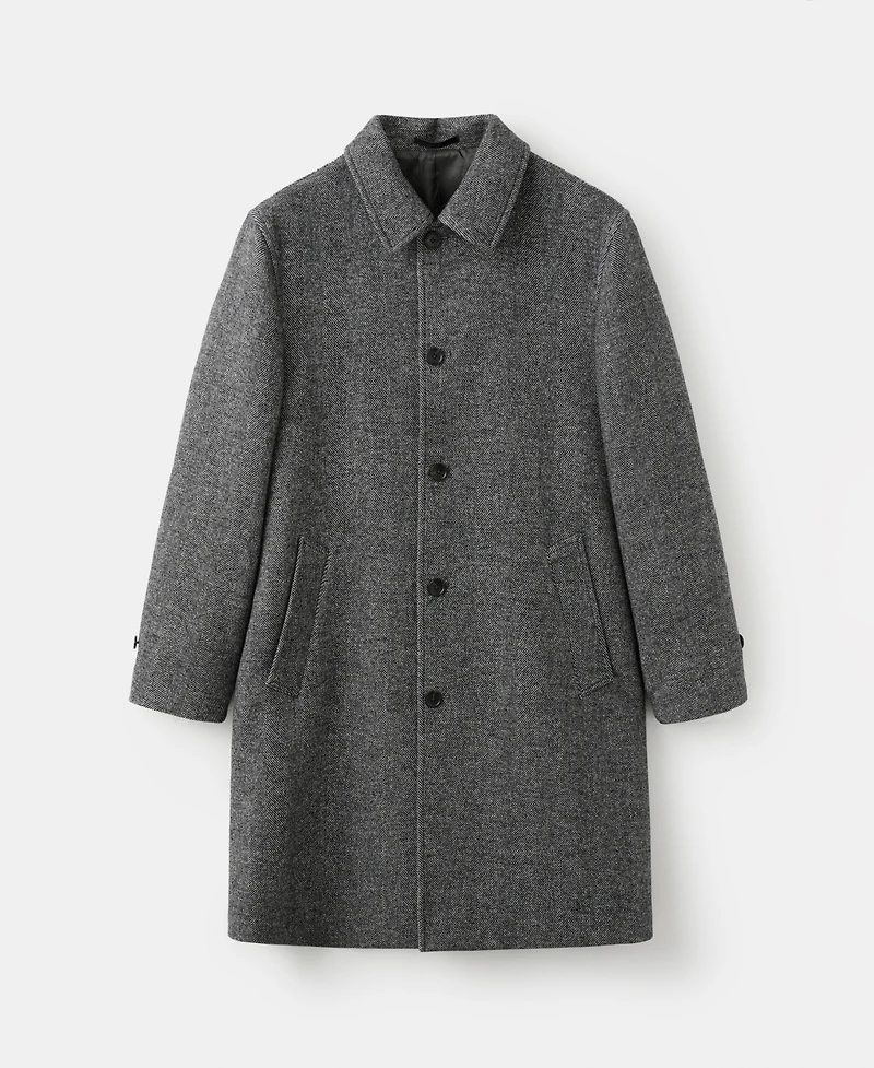 Mango Men's Herringbone Wool-Blend Coat