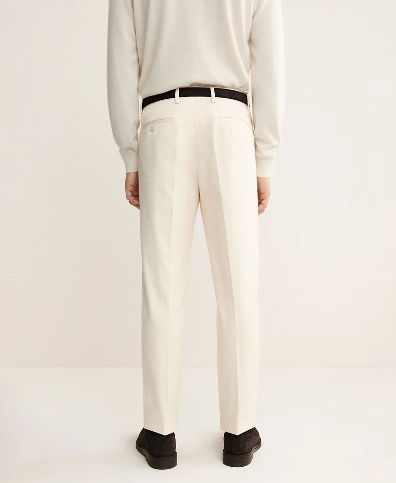 Mango Men's Regular Fit Pleated Cotton Pants