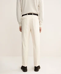 Mango Men's Regular Fit Pleated Cotton Pants