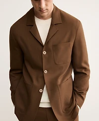 Mango Men's Italian Virgin Wool Flannel Suit Jacket