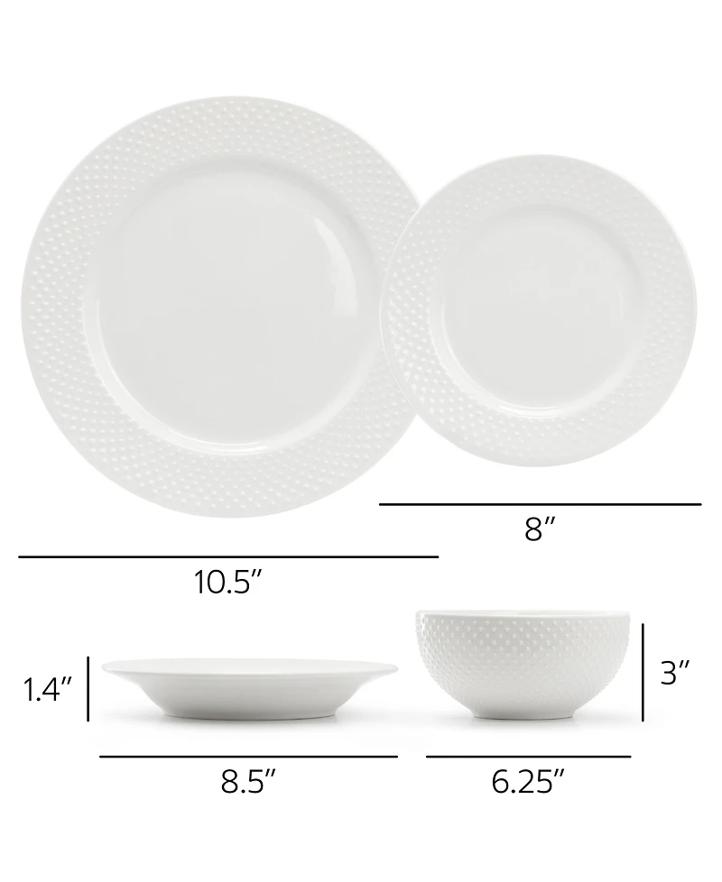 Elama Kim Hobnail 16-Pc. Dinnerware Set, Service For 4