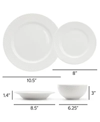 Elama Kim Hobnail 16-Pc. Dinnerware Set, Service For 4