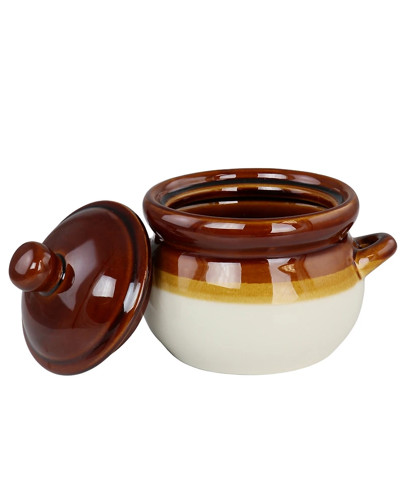 Elama French Onion Double Handle Soup Bowls, Set of 4, Service For 4