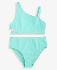 Epic Threads Big Girls' Xs-xl Ribbed Asymmetrical Two-Piece Swimsuit, Macy's Exclusive