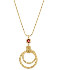Macy's Garnet (1-1/5 ct. t.w.) Diamond Cut Interlock Circle Necklace 14k Gold Over Sterling Silver (Also available Onyx)
