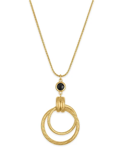 Macy's Garnet (1-1/5 ct. t.w.) Diamond Cut Interlock Circle Necklace 14k Gold Over Sterling Silver (Also available Onyx)