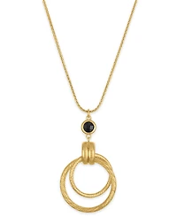 Macy's Garnet (1-1/5 ct. t.w.) Diamond Cut Interlock Circle Necklace 14k Gold Over Sterling Silver (Also available Onyx)