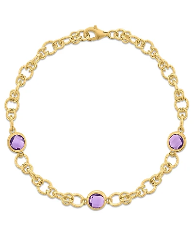 Macy's Amethyst (2-3/8 ct. t.w.) Station Diamond Cut Circle Bracelet 14k Gold Over Sterling Silver (Also Available Citrine and Onyx)
