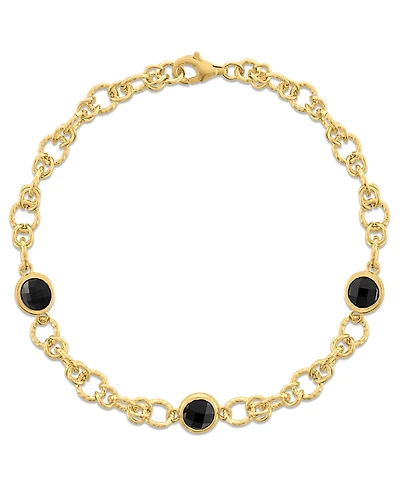 Macy's Amethyst (2-3/8 ct. t.w.) Station Diamond Cut Circle Bracelet in 14k Gold Over Sterling Silver (Also Available in Citrine and Onyx)