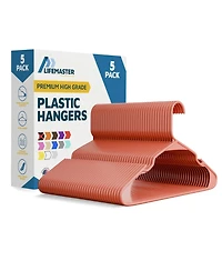 Lifemaster Heavy-Duty Plastic Non-Slip Space-Saving Hangers 5-Pack