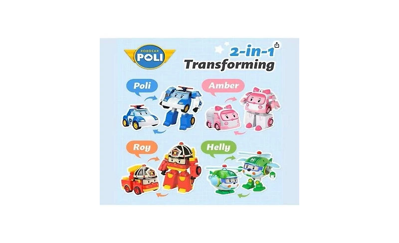 Robocar Poli 4" Transforming Robot Hellicopter - Helly | Emergency Rescue Vehicle Action Figures | Kids Educational Pretend Play Toy