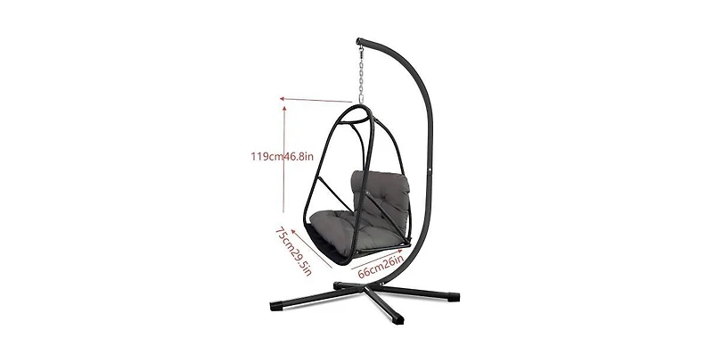 Flynama 55 Inch Swing Egg Chair with Stand Cup Holder and Removable Guardrails