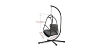 Flynama 55 Inch Swing Egg Chair with Stand Cup Holder and Removable Guardrails
