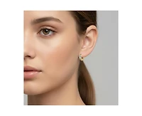 Genevive Women's 14K Gold Plated Cubic Zirconia Heart Hoop Earrings