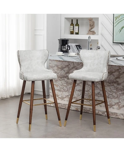 Streamdale Furniture Elegant Mid-Century Barstools with Button Tufted Backs