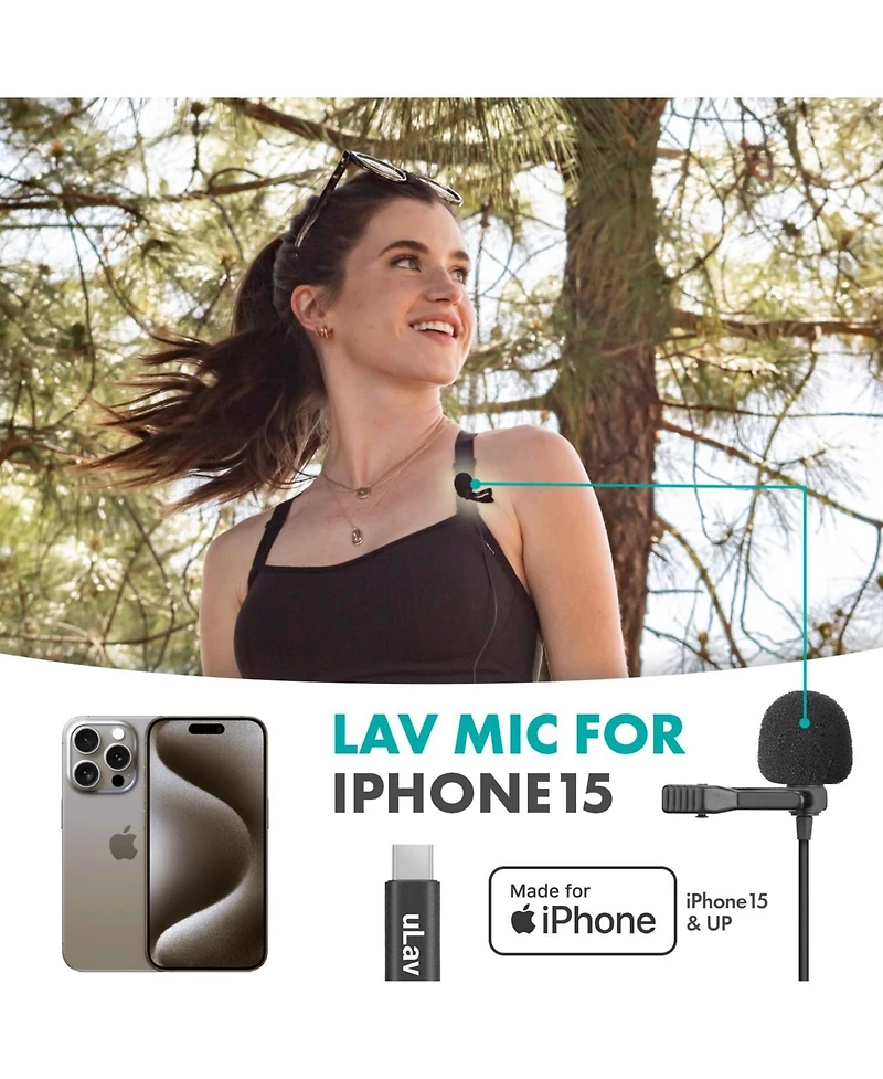Movo uLav-l-Duo Digital Dual iPhone 15/16 Lavalier Omnidirectional Clip on Microphone (Usb-c)
