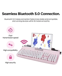 New Actto B503 Wireless Keyboard Retro Bluetooth Aesthetic Typewriter Style Keyboard with Integrated Stand