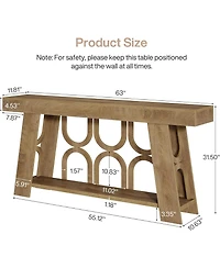 Tribesigns Narrow Farmhouse Console Table with 2-Tier Storage, 63" Long Sofa Entryway Table, Light Brown