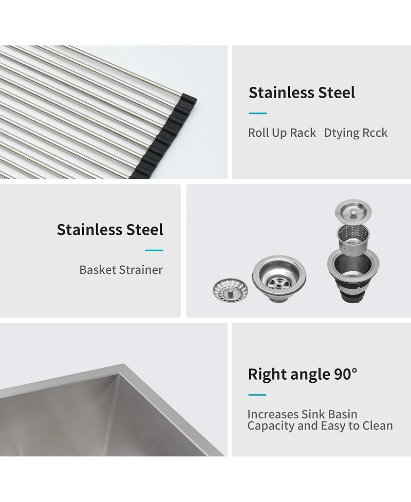 33x19x10inch Undermount Double Bowl Kitchen Sink Stainless Steel 16 Gauge 60 and 40