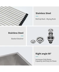 33x19x10inch Undermount Double Bowl Kitchen Sink Stainless Steel 16 Gauge 60 and 40