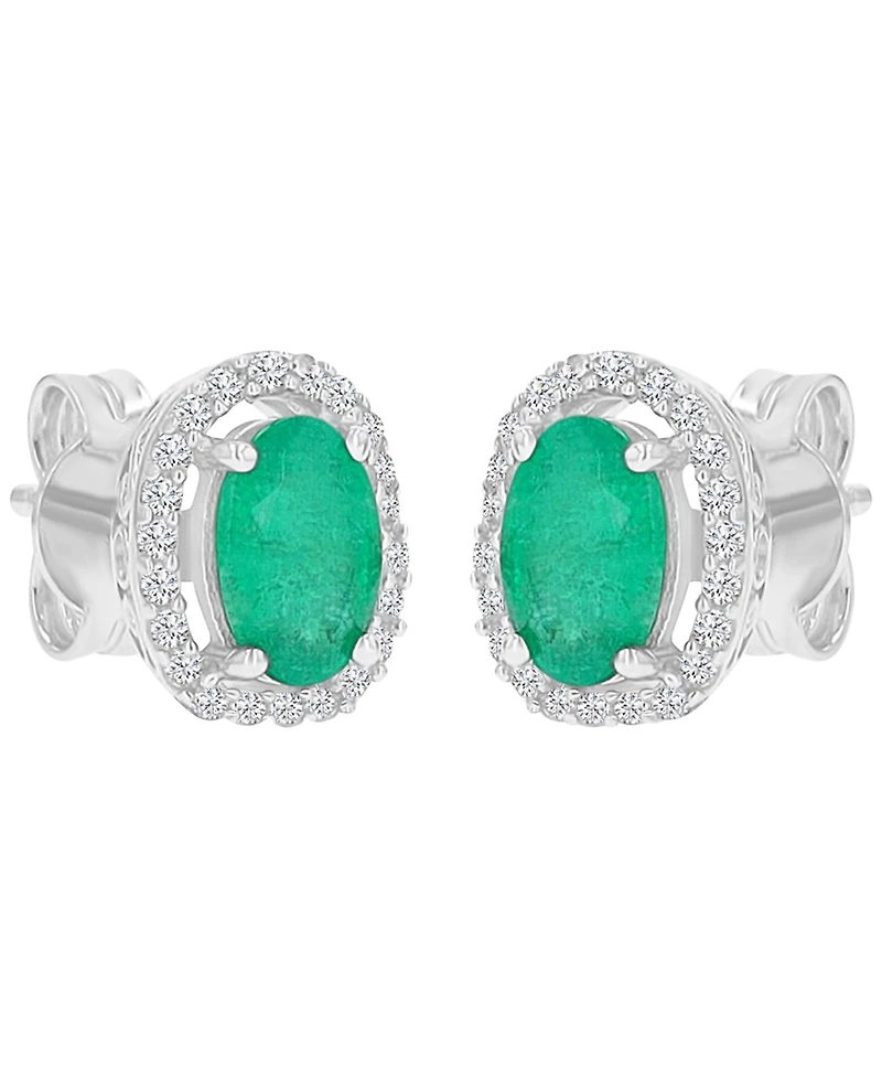 Macy's Sapphire (1.36 ct. t.w. ) & Diamond Halo Stud Earrings