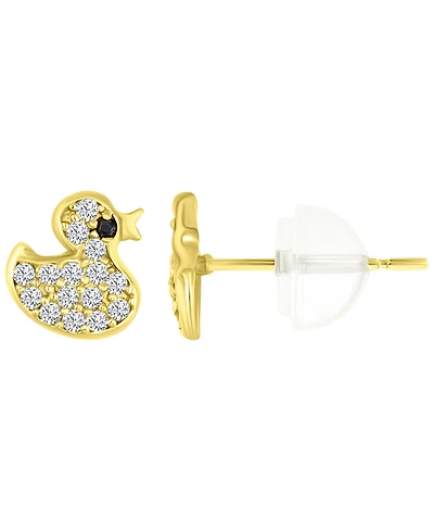 Macy's Micropave 14k Yellow Gold Baby Duck Stud Earrings
