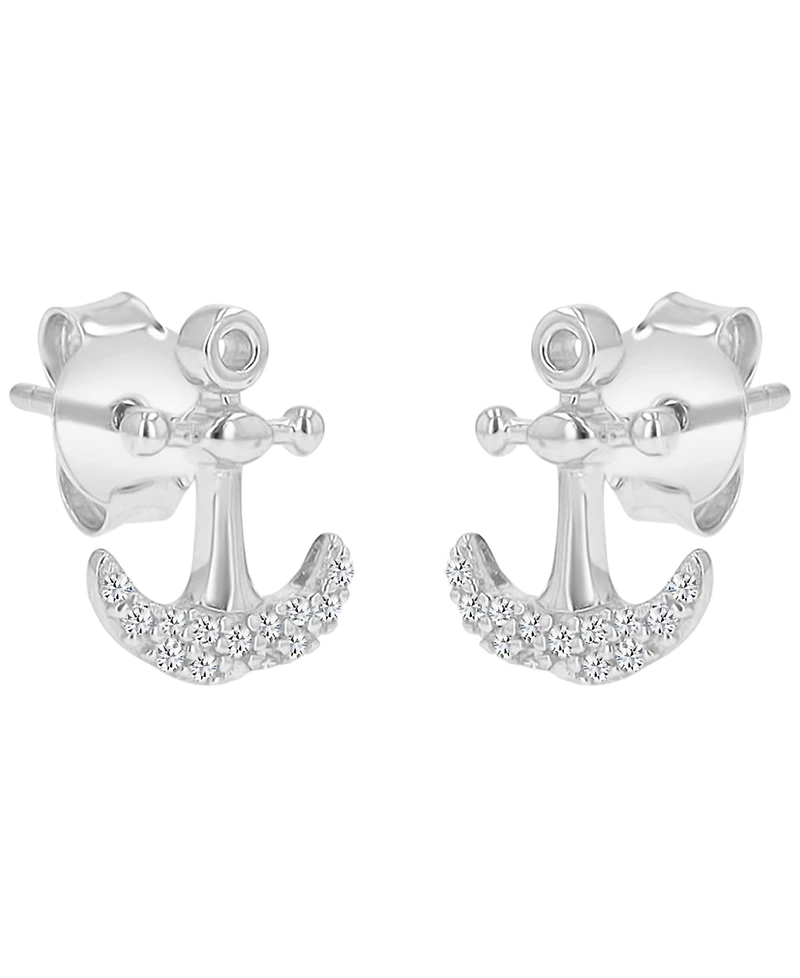 Macy's Diamond Accented Anchor Stud Earrings