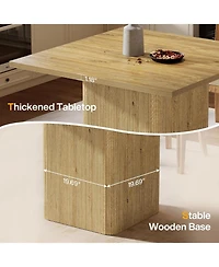 Tribesigns 39-Inch Square Dining Table for 4, Small Fluted Kitchen Table with Pedestal Base, Farmhouse Style, Natural