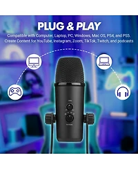 Movo UM700 Desktop Studio Usb Microphone with Stereo, Cardioid, Omnidirectional, and Bi-Directional Polar Patterns