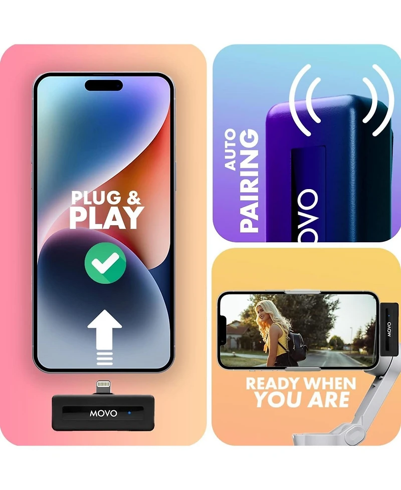 Movo Wireless Mini Di Duo Ultra Compact Wireless Lavalier Microphones for iPhone