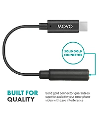 Movo Female 3.5mm Trrs Microphone Adapter Cable to Usb-c Connector Dongle