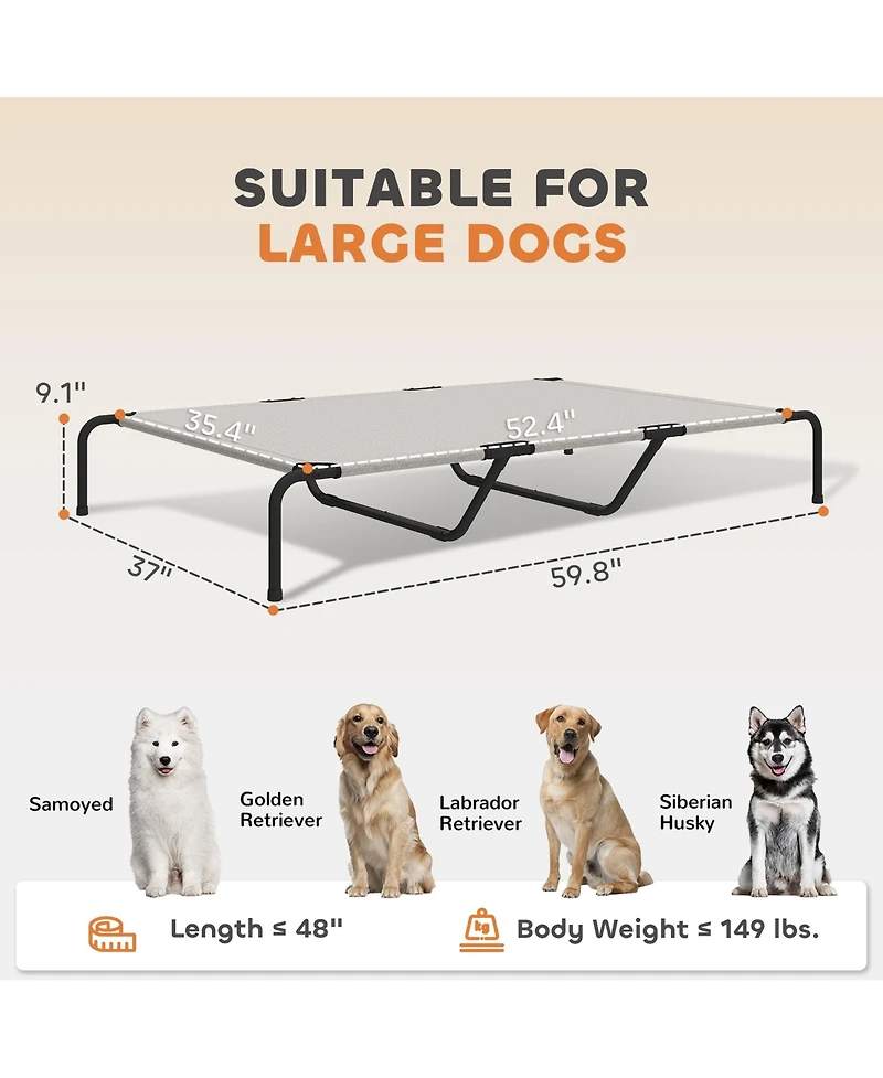 PawHut Elevated Dog Bed Outdoor for Large Breeds 59.8"