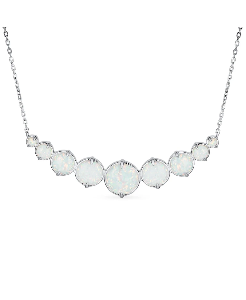 Bling Jewelry White Created Opal Statement Necklace and Solitaire Stud Earrings Jewelry Set Sterling Silver
