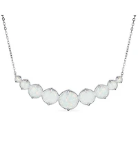 Bling Jewelry White Created Opal Statement Necklace and Solitaire Stud Earrings Jewelry Set Sterling Silver