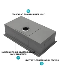 flynama 28x19x10inch Undermount Workstation Kitchen Sink Stainless Steel Single Bowl 16 Gauge