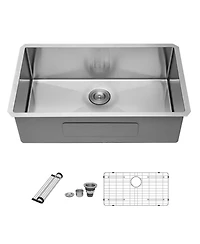 Flynama 16-Gauge Stainless Steel Undermount Kitchen Sink, Single Bowl, 32" x 19" x 10" Deep