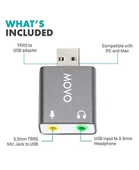 Movo Usb-AC1 Trrs Mic. to Usb 2.0 Sound Card Adapter
