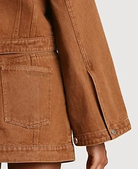 Avec Les Filles Women's Crop Trucker Crewneck Jacket