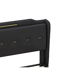 Streamdale Furniture Queen Leather Bed Frame Wingback Headboard Platform