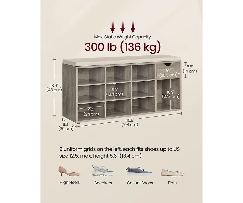 Entryway Bench with Cushioned Seat for Stylish and Comfortable Storage