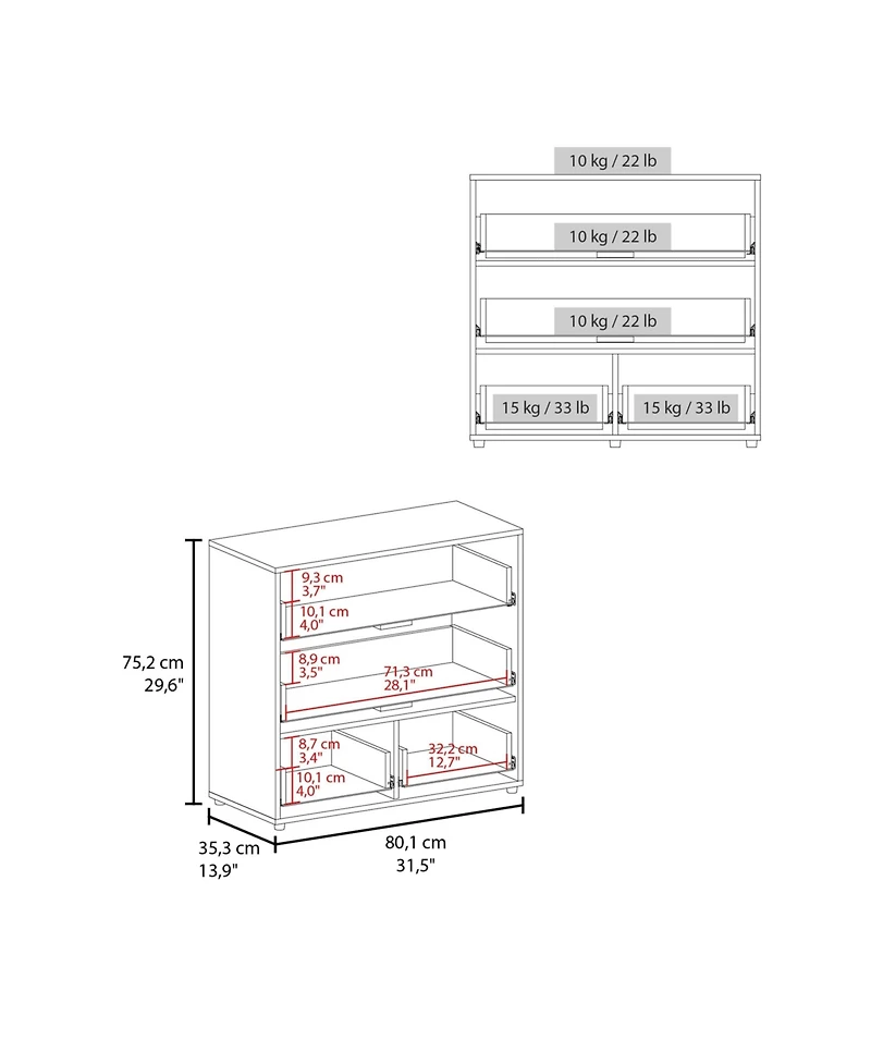 Fm Furniture Oto Dresser with 4 Spacious Drawers, White