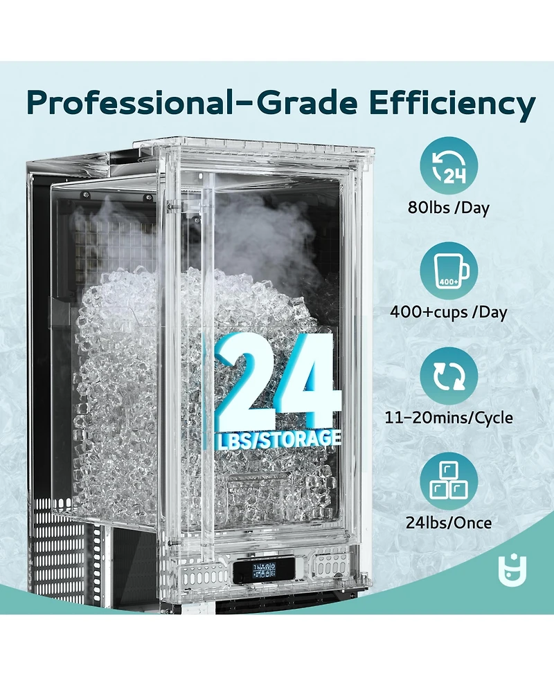 Euhomy 24-lb Ice Storage 80-lb Ice Per day Cubed Ice Maker ( Black )