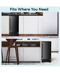 Euhomy 80-lb Ice Per day Black Freestanding Cubed Ice Maker with Lcd Control and Reversible Door