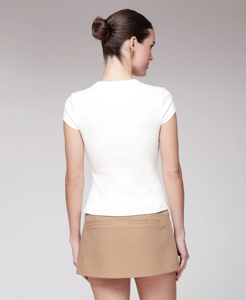 Avec Les Filles Women's Button-Front Crewneck Top