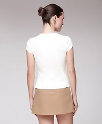 Avec Les Filles Women's Button-Front Crewneck Top