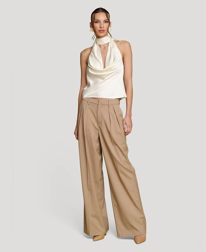 Avec Les Filles Women's Long Tie Halter Top